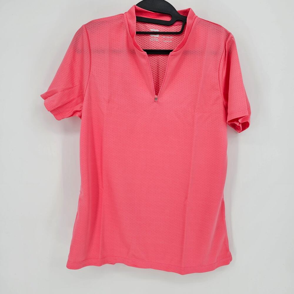 Three Sixty Six Coral 1/4 Zip Activewear Golf Polo Shirt L Stretch Quick Dry New
